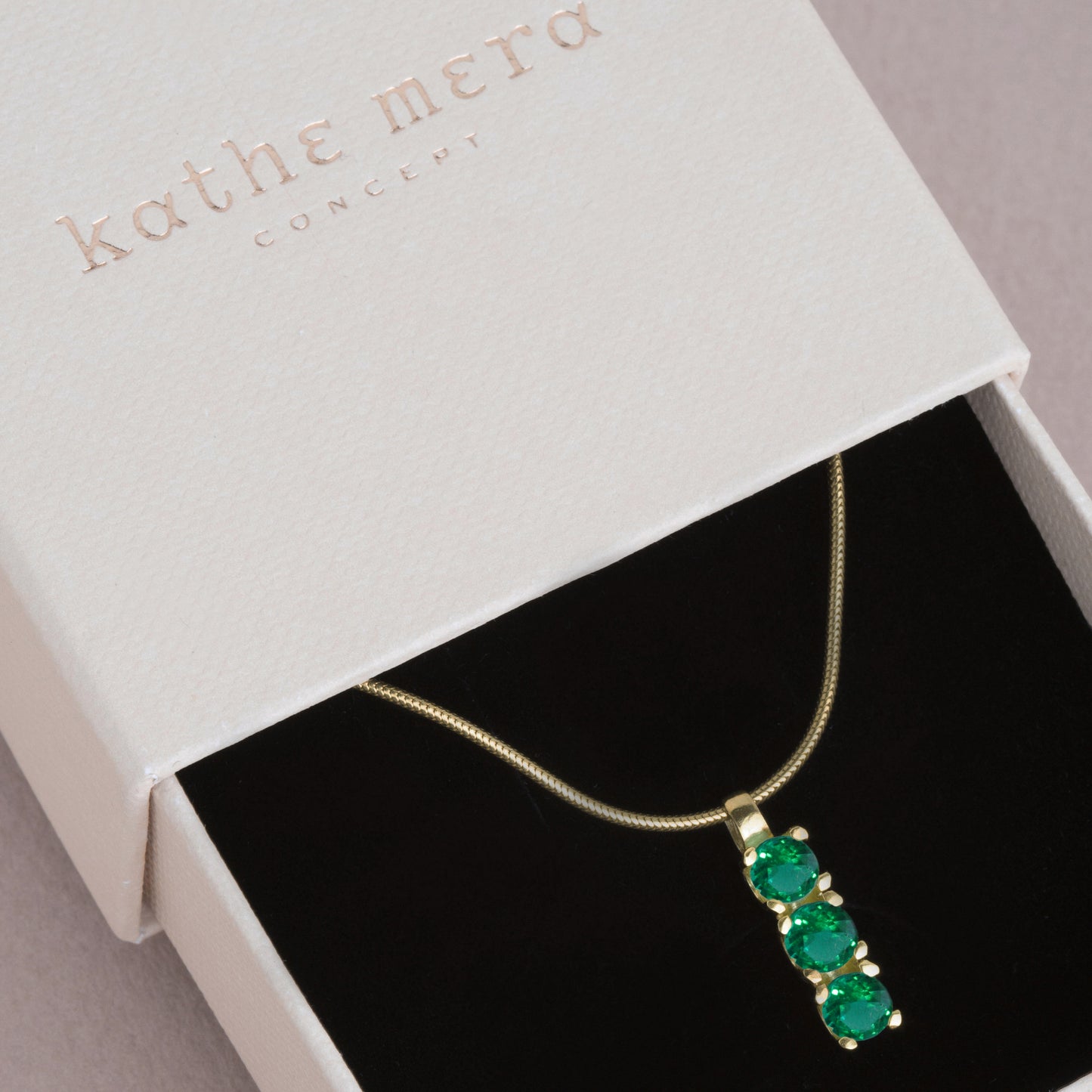Triple Emerald Vertical Necklace