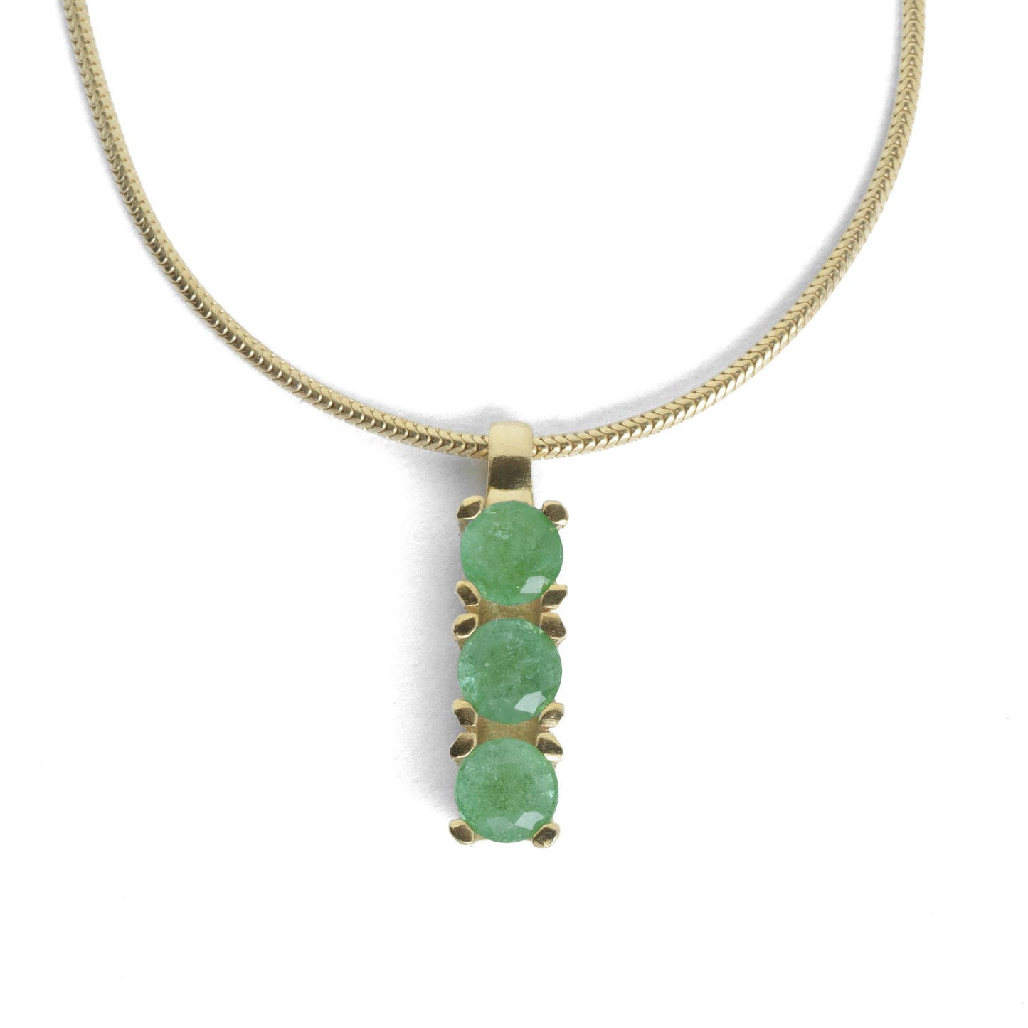 Triple Emerald Vertical Necklace