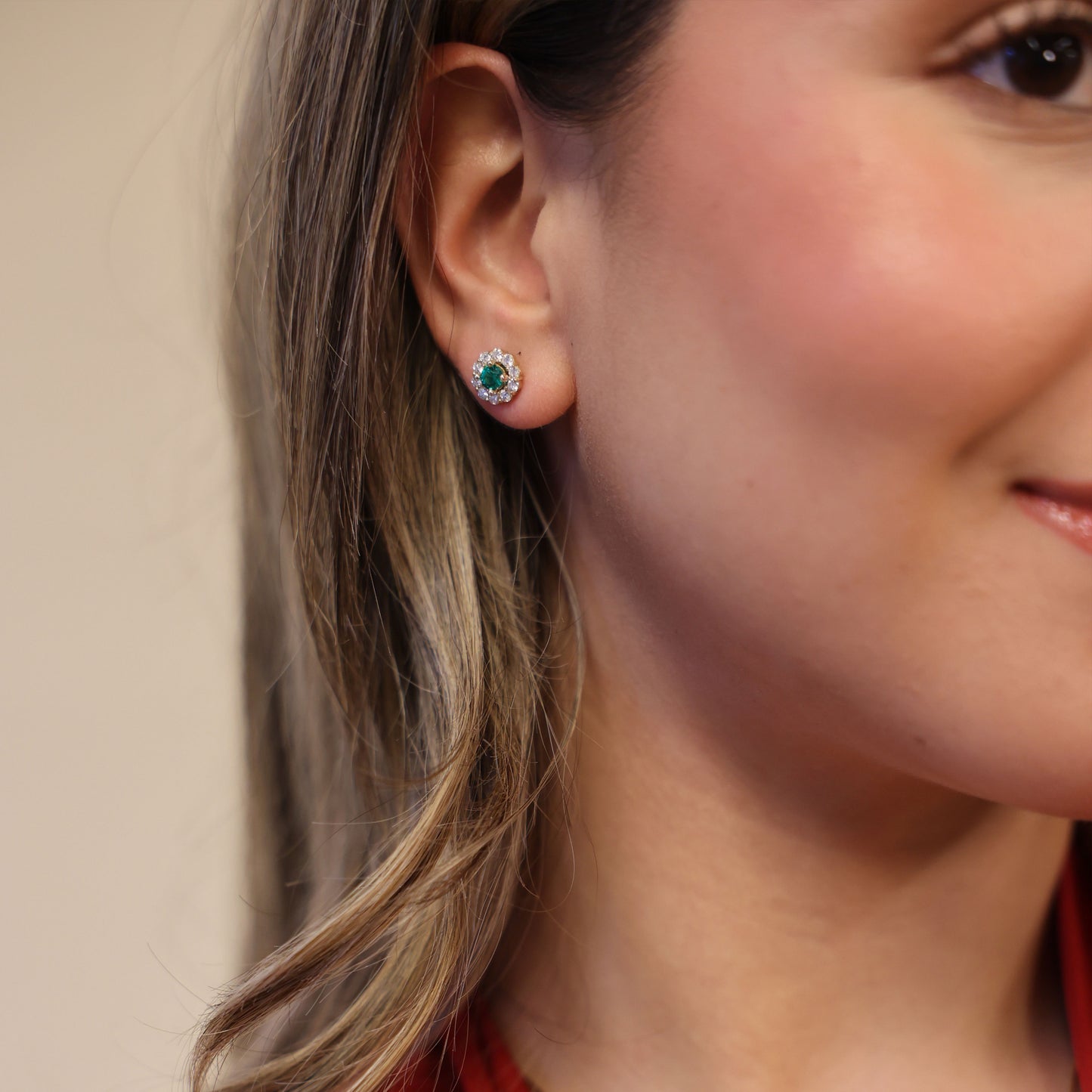 Lab Grown Emerald Studs With Jackets