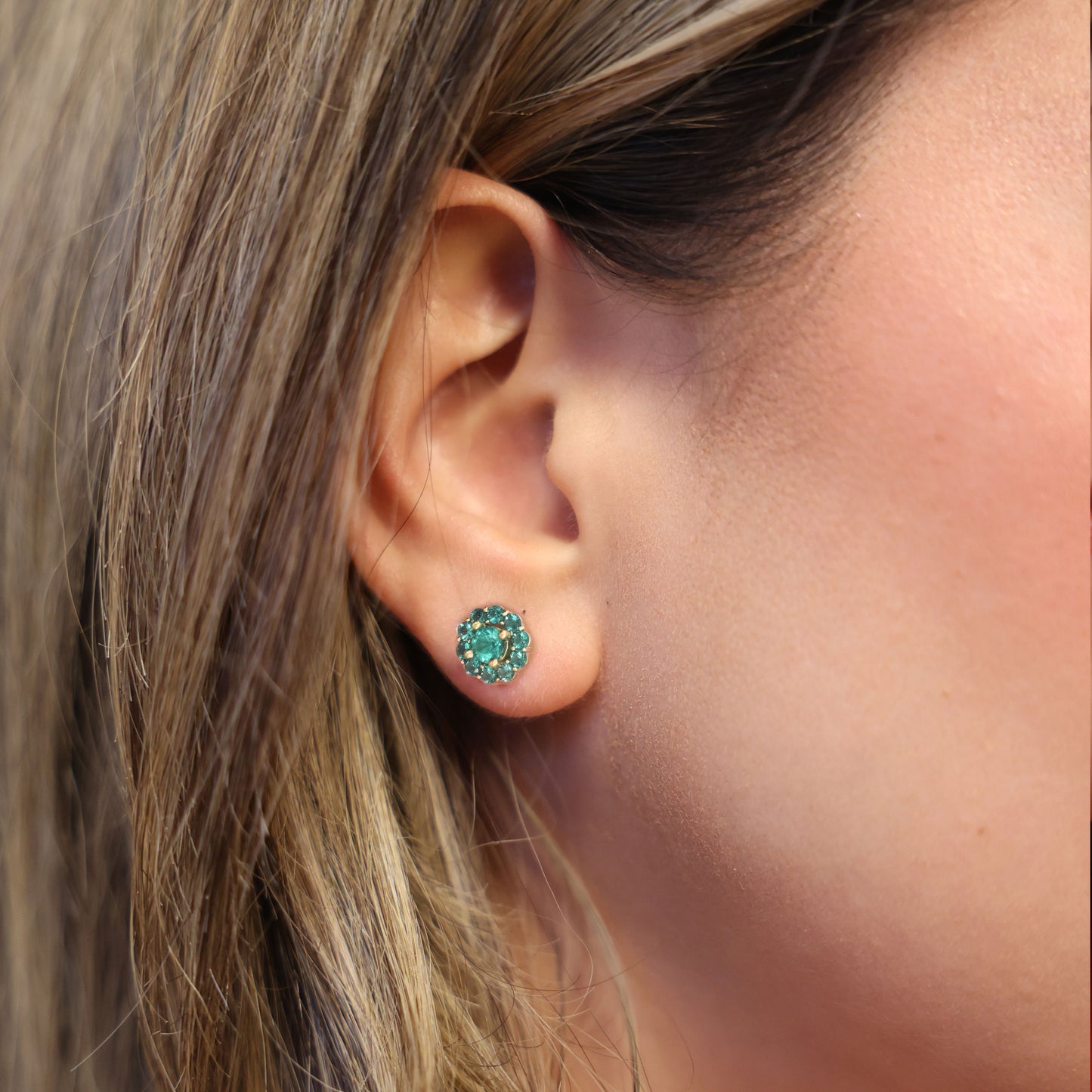 Bundle: Lab Grown Diamonds or Emeralds Studs With Emerald Jackets