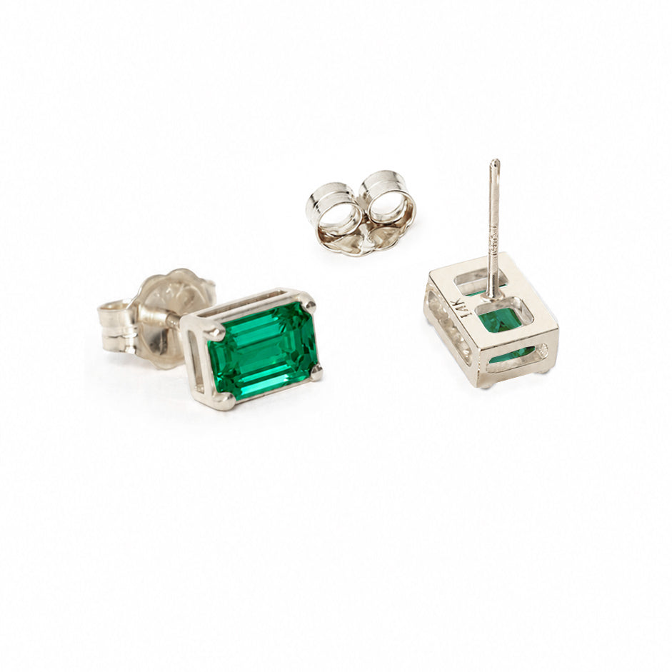 Lazos Emerald Earrings 14k White Gold