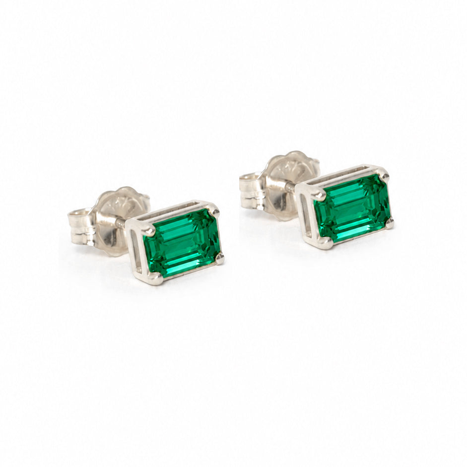 Lazos Emerald Earrings 14k White Gold
