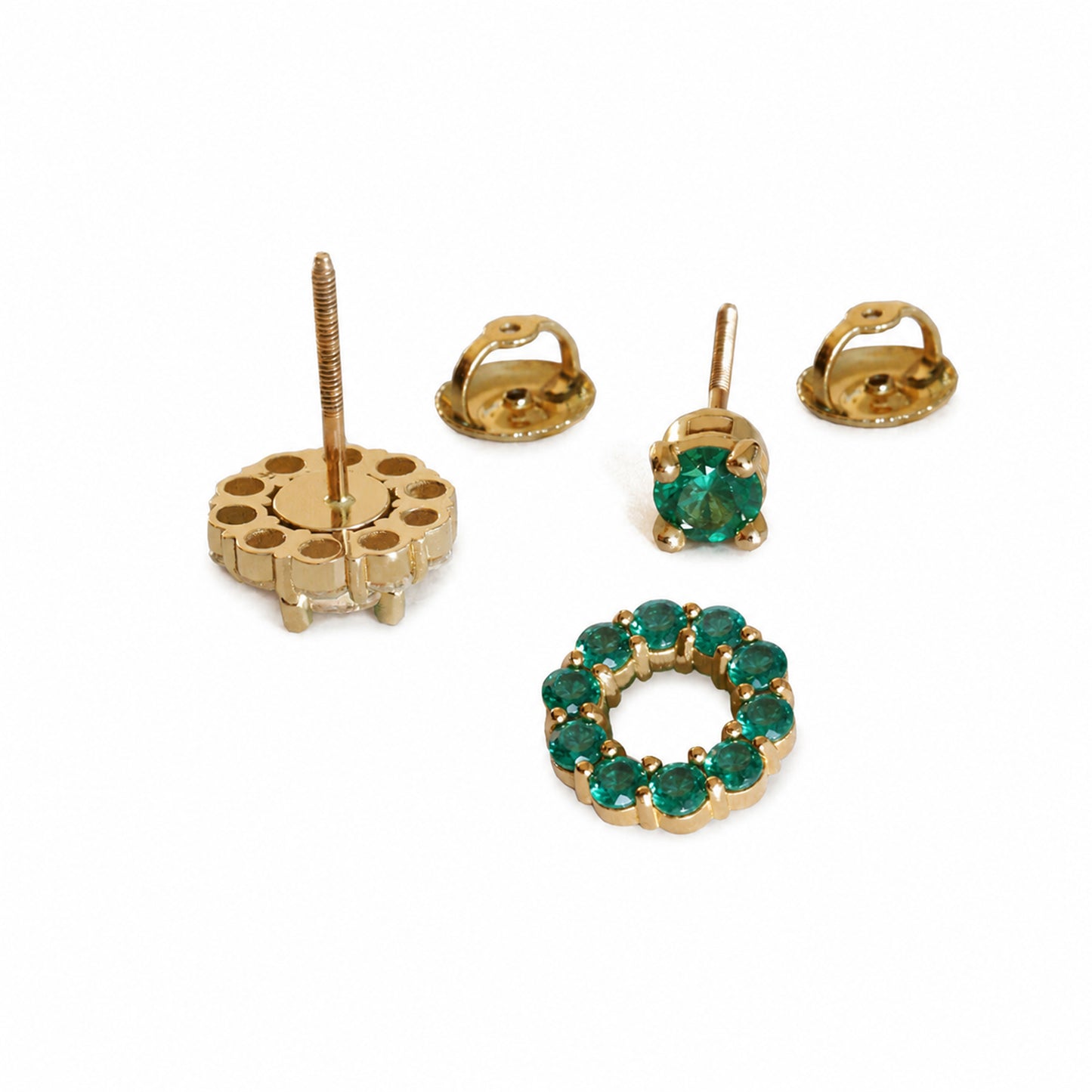Bundle: Lab Grown Diamonds or Emeralds Studs With Emerald Jackets