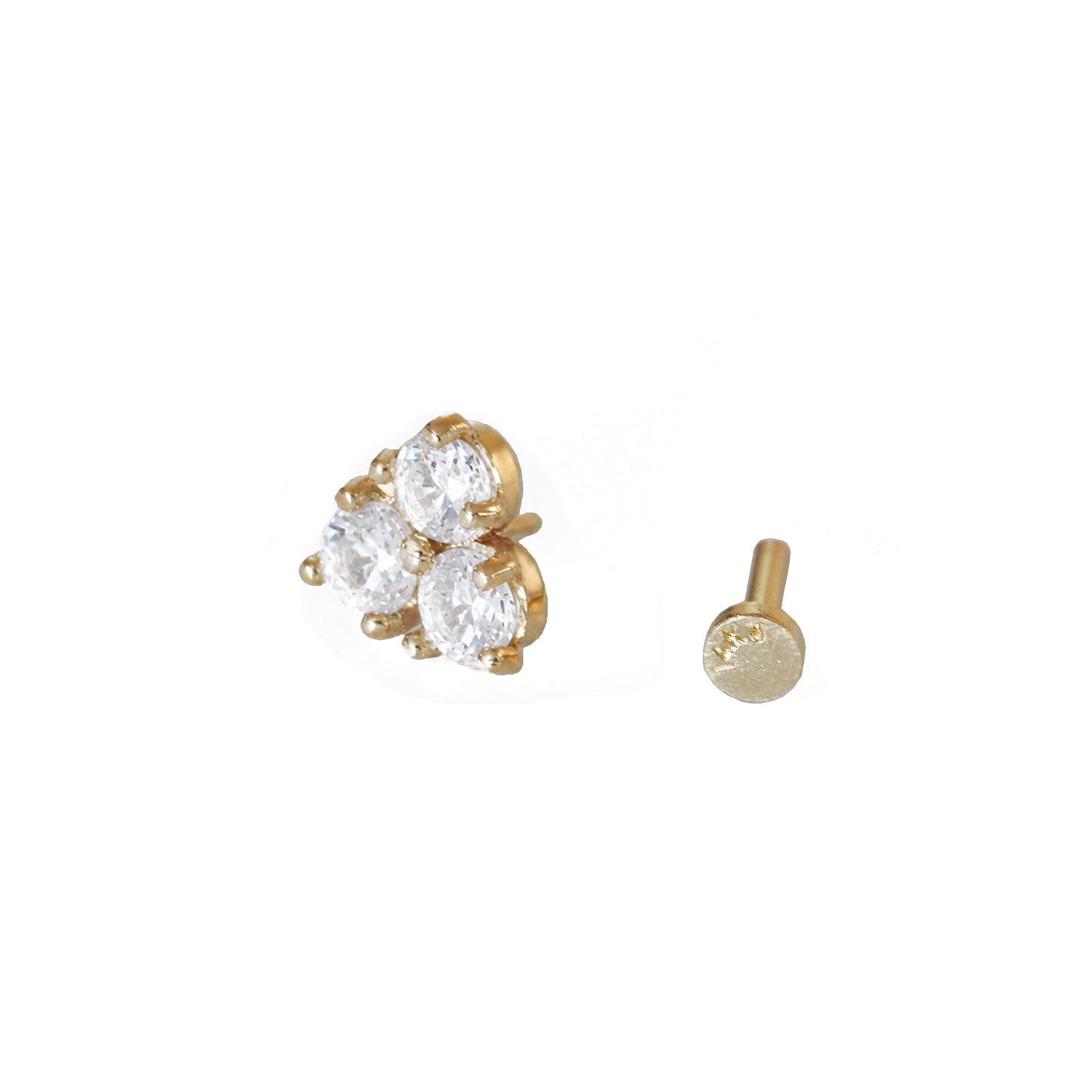 Three Petal Flower Diamond Stud Earrings