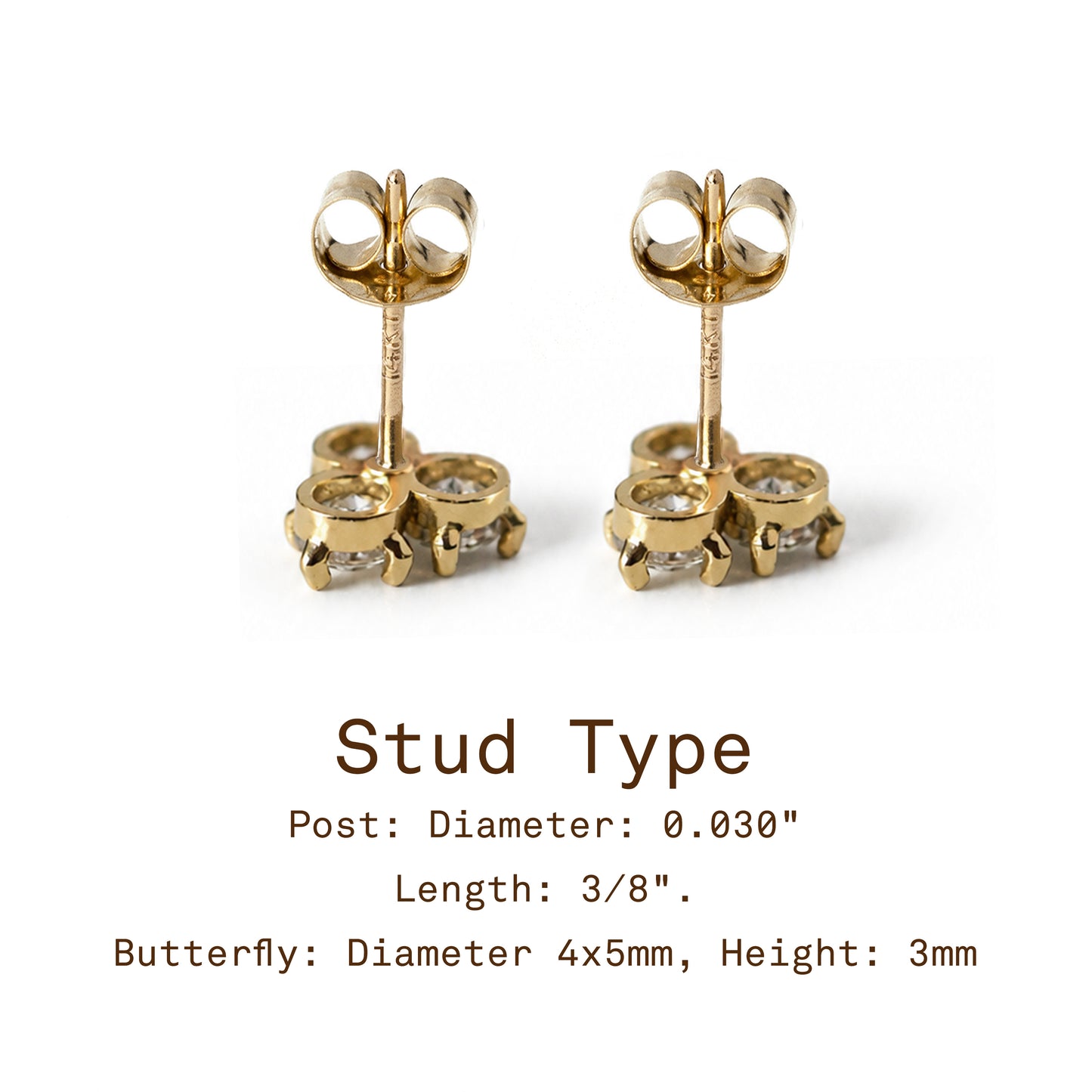 Three Petal Flower Diamond Stud Earrings