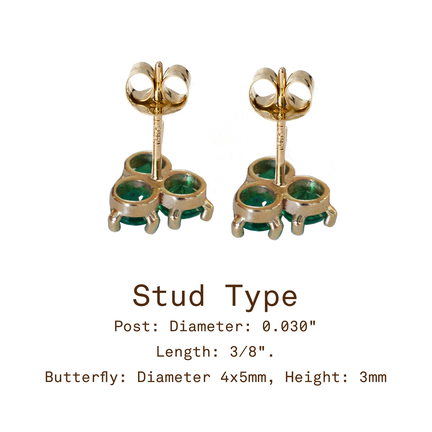 Three Petal Flower Stud Earrings