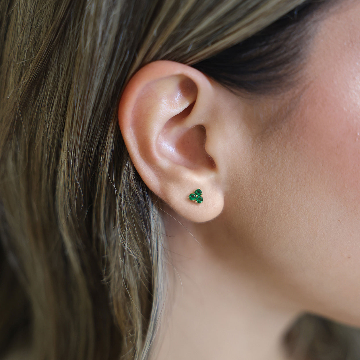 Three Petal Flower Stud Earrings