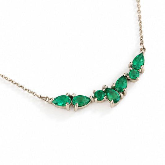 Varia Emerald Necklace 14k White Gold