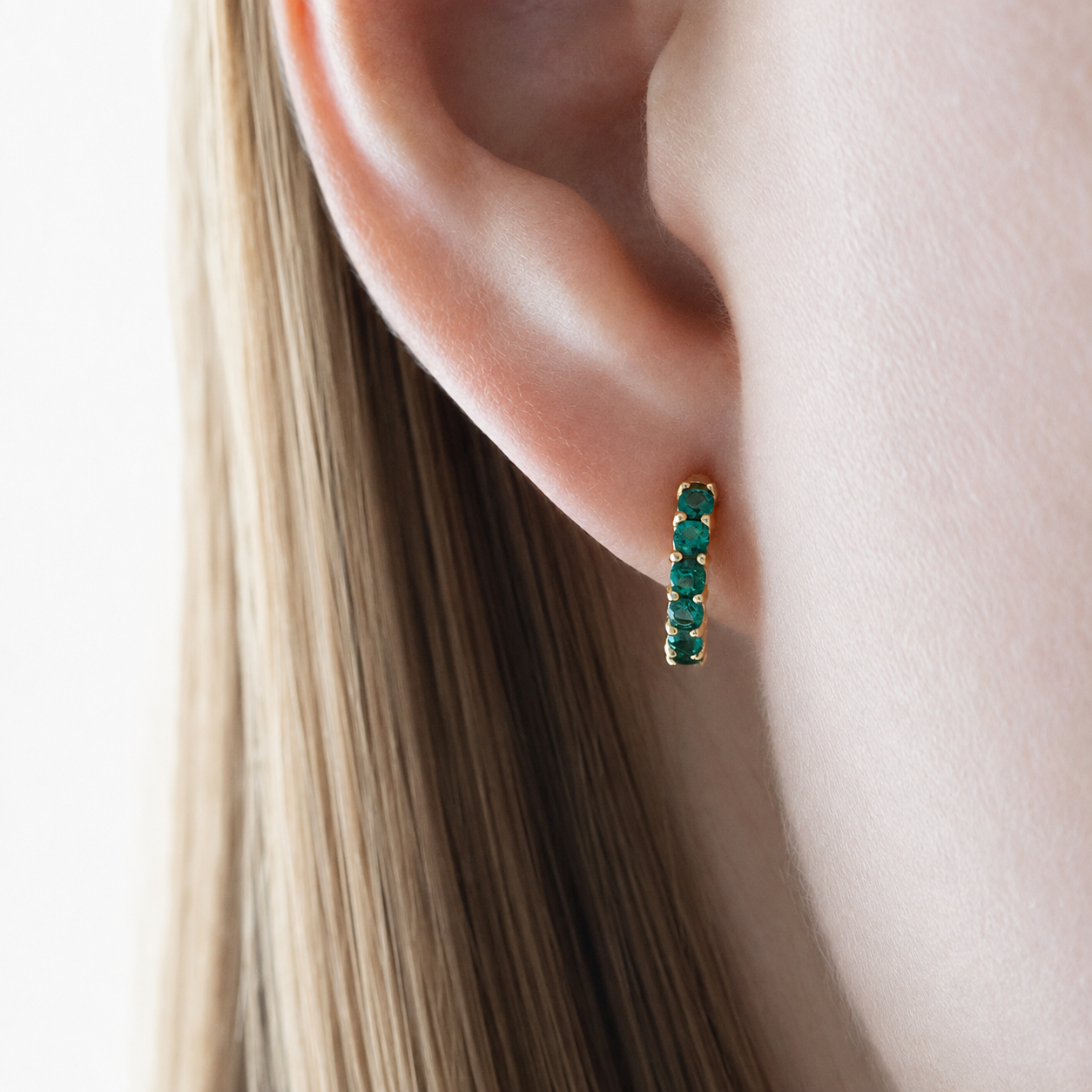 Emerald Huggie Earrings
