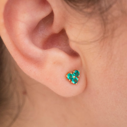 Three Petal Flower Stud Earrings