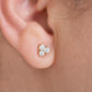 Three Petal Flower Diamond Stud Earrings