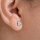 Three Petal Flower Diamond Stud Earrings