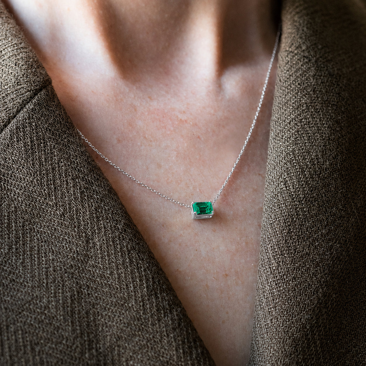 Lazos Emerald Necklace 14k White Gold