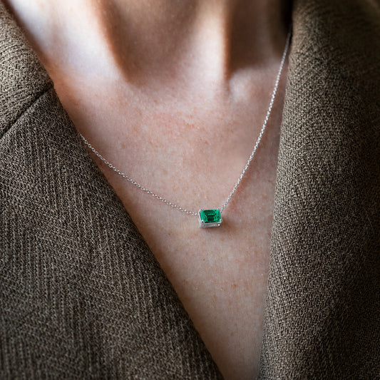 Lazos Emerald Necklace 14k White Gold