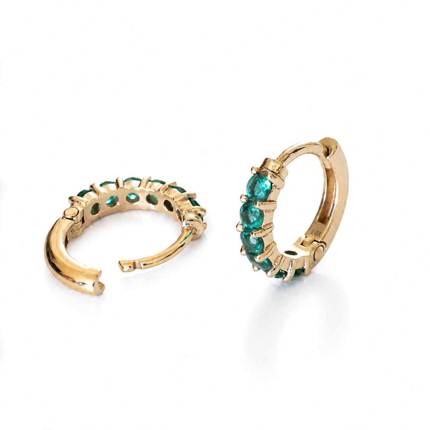 Emerald Huggie Earrings