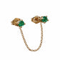 Lab Grown 3mm Emerald Stud Earrings With Chains