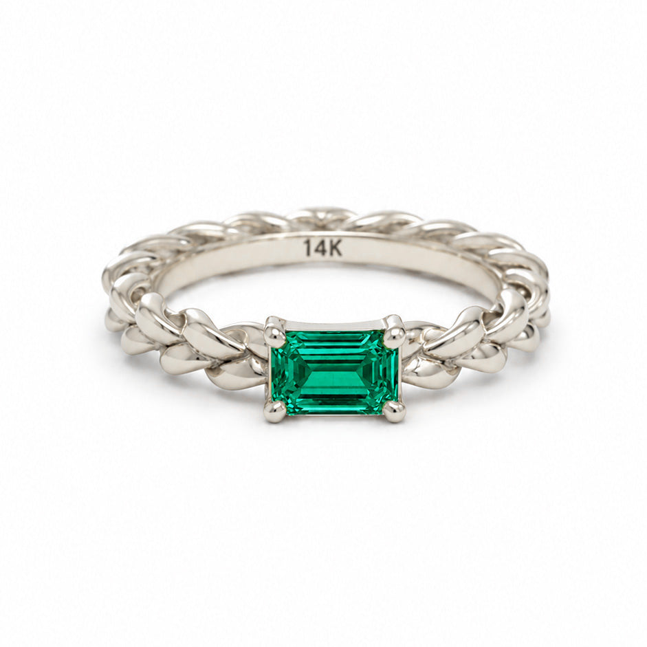 Lazos Emerald Ring - 14k White Gold Ring