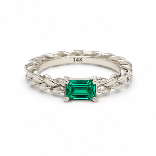 Lazos Emerald Ring - 14k White Gold Ring