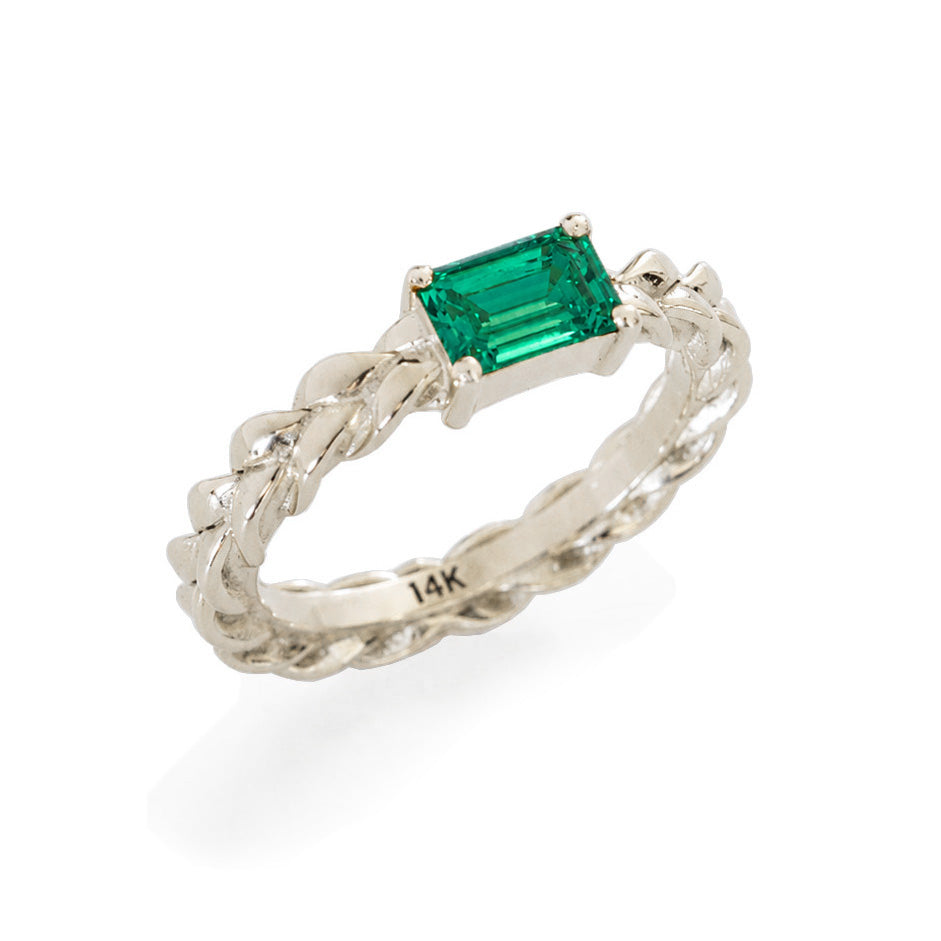 Lazos Emerald Ring - 14k White Gold Ring