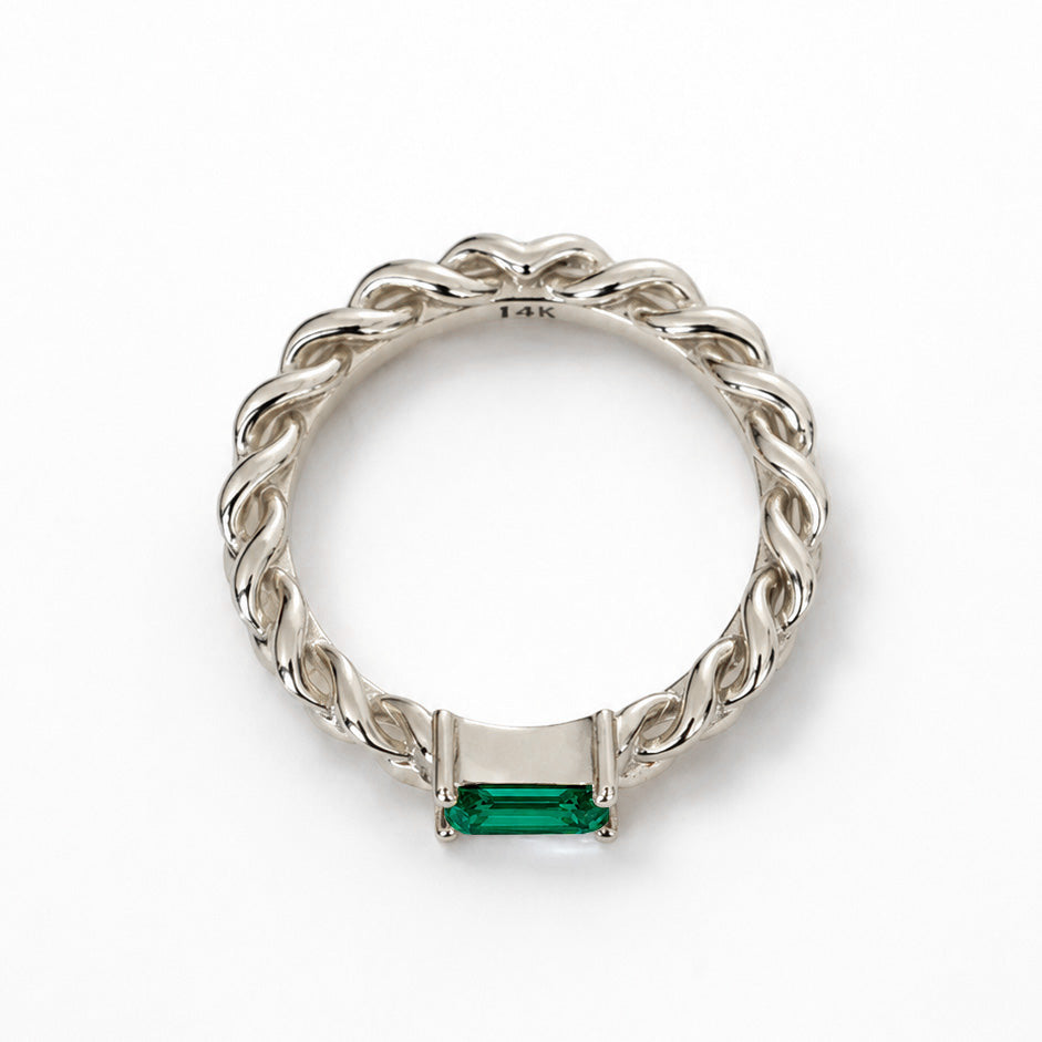 Lazos Emerald Ring - 14k White Gold Ring