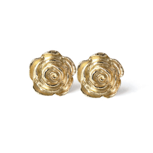 Solid Gold Mini Rose Stud Earrings