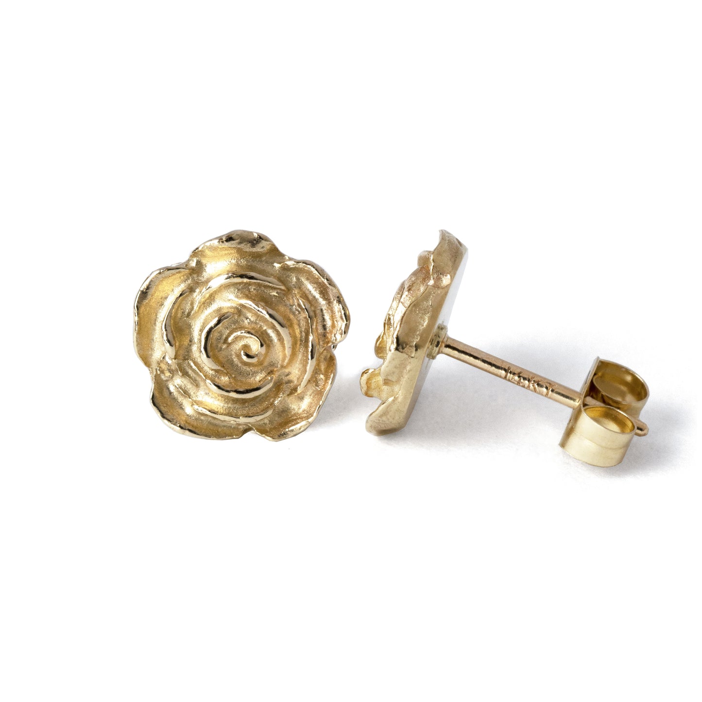 Solid Gold Mini Rose Stud Earrings