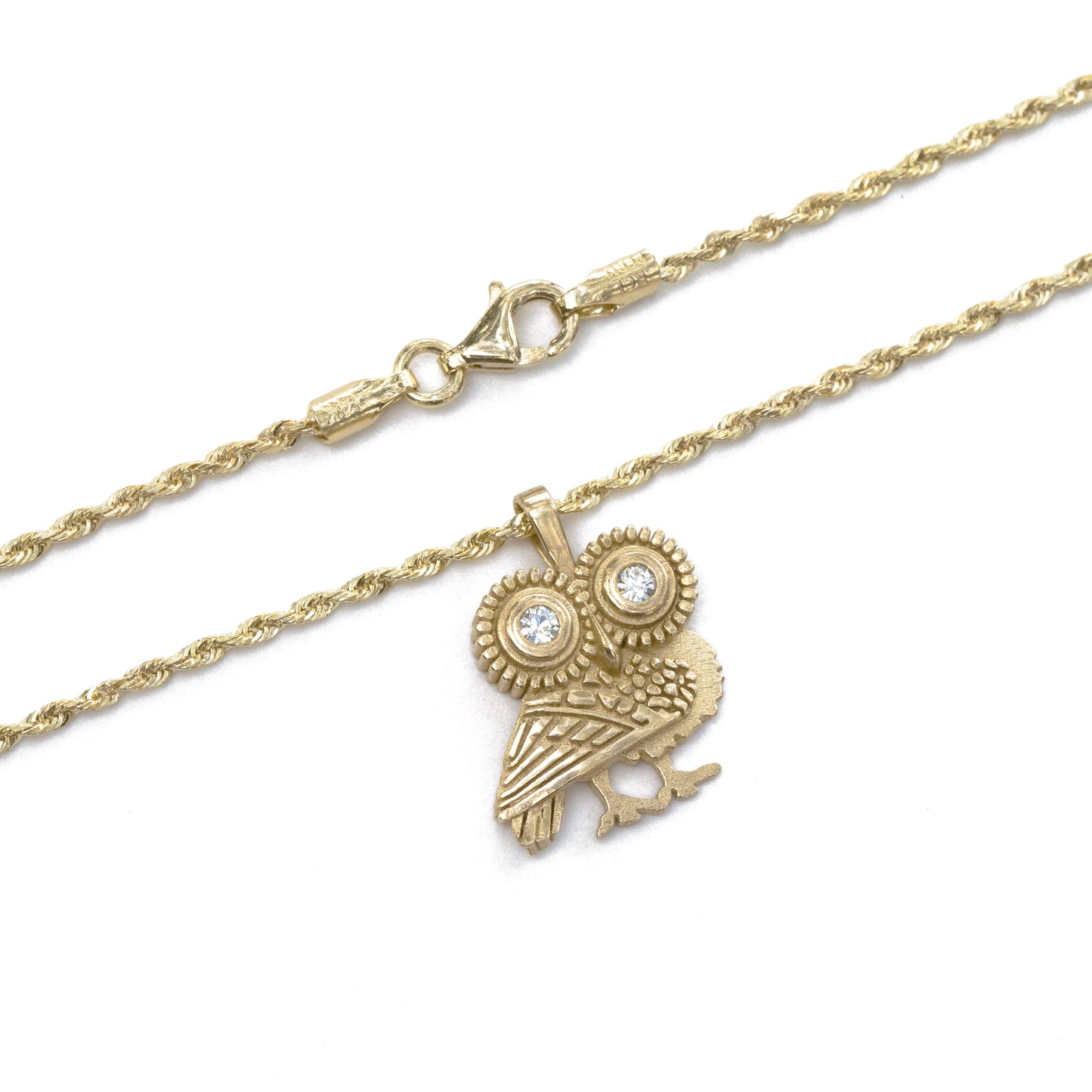 Solid Gold Greek Owl Necklace