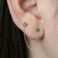 Lab Grown 3mm Emerald Stud Earrings With Chains