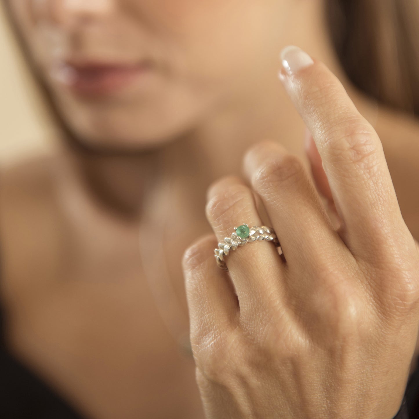 Emerald Braid Ring