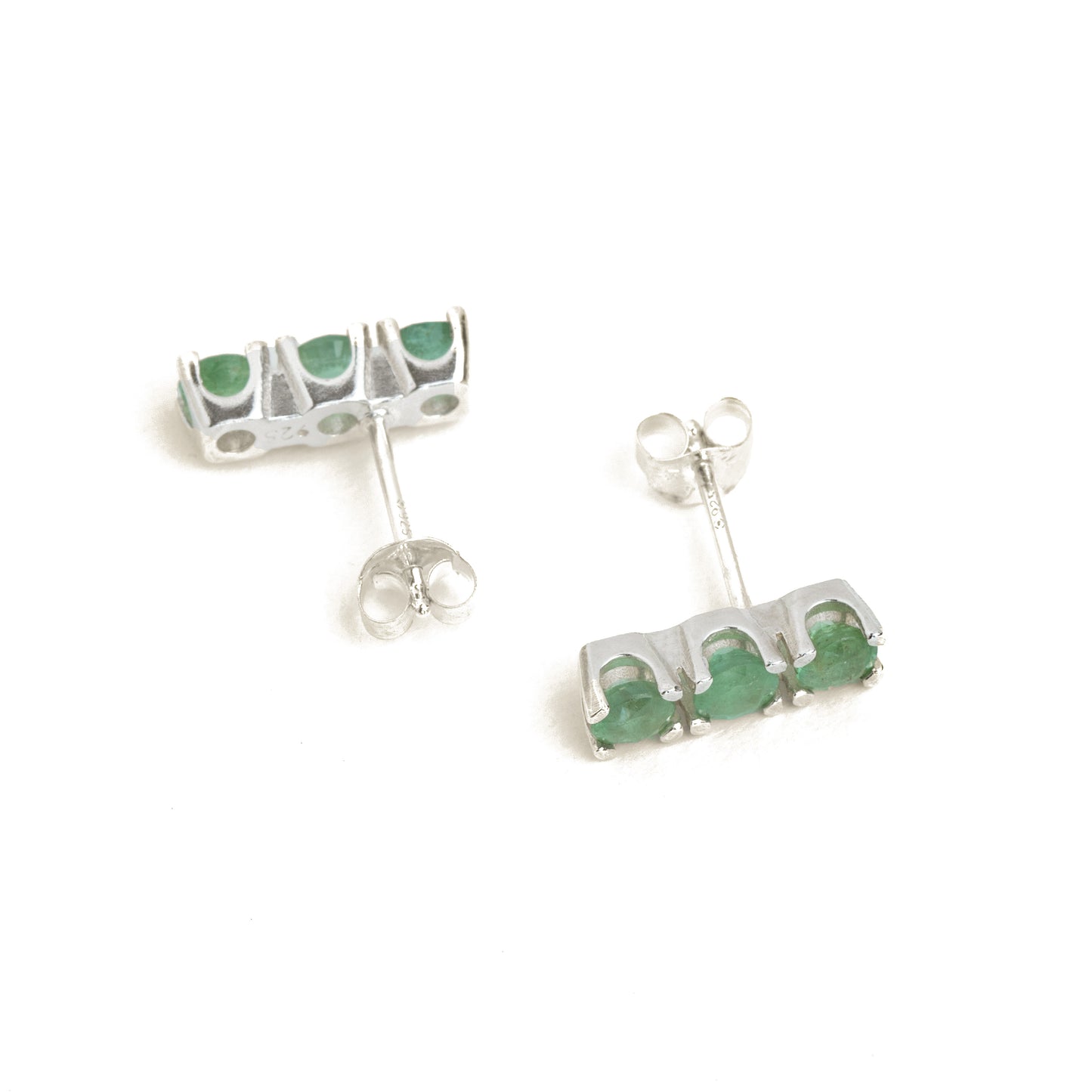 Triple Emerald Vertical Earrings