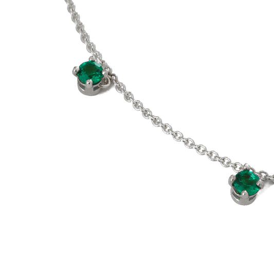 Five Emerald Silver Necklace