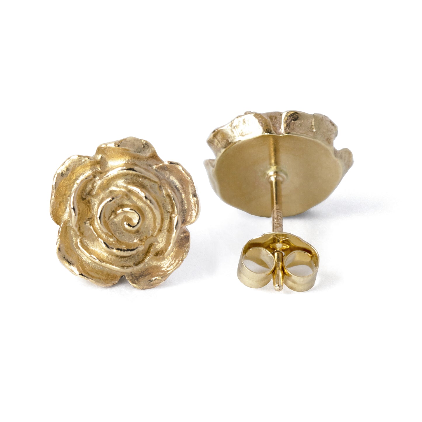 Solid Gold Small Rose Stud Earrings