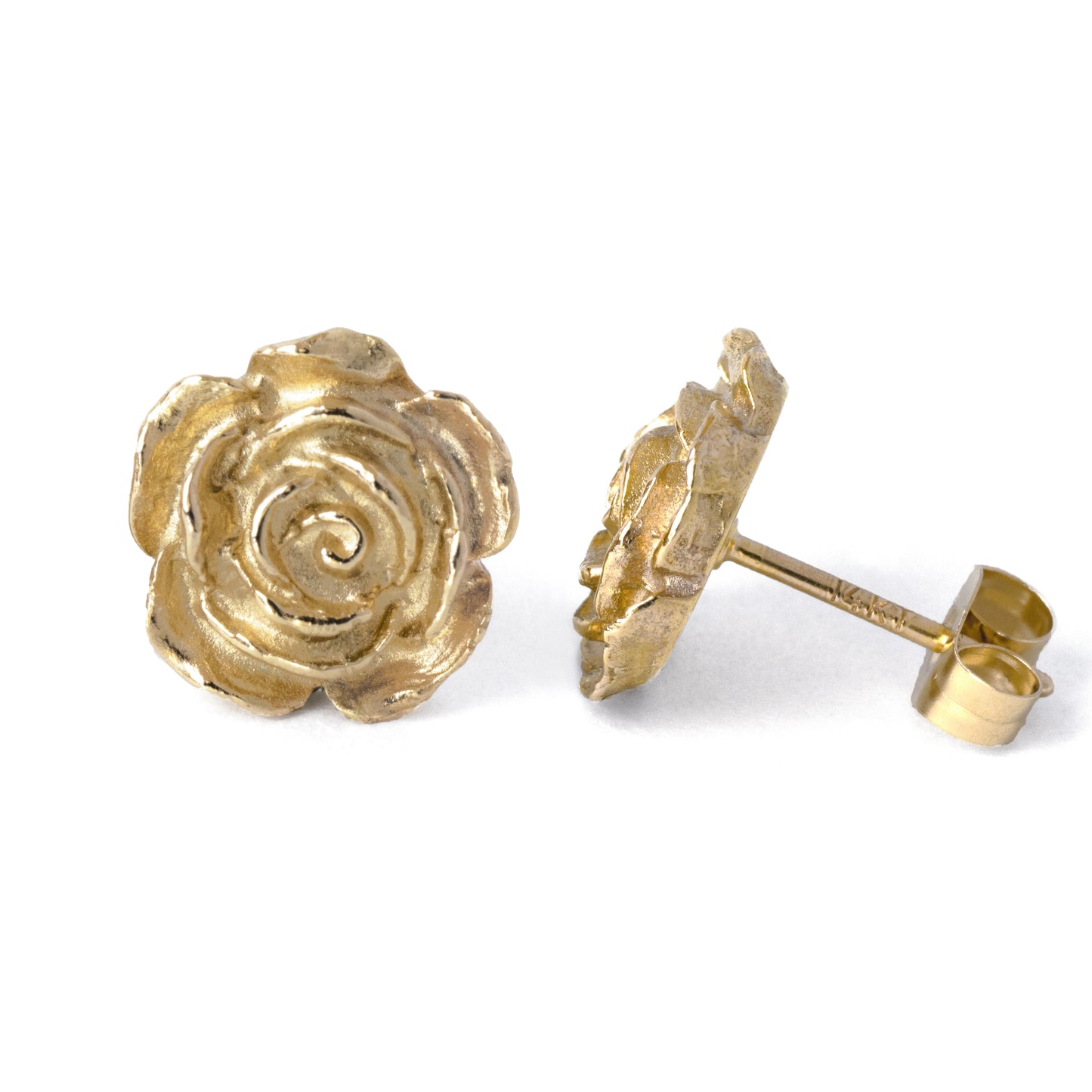 Solid Gold Small Rose Stud Earrings