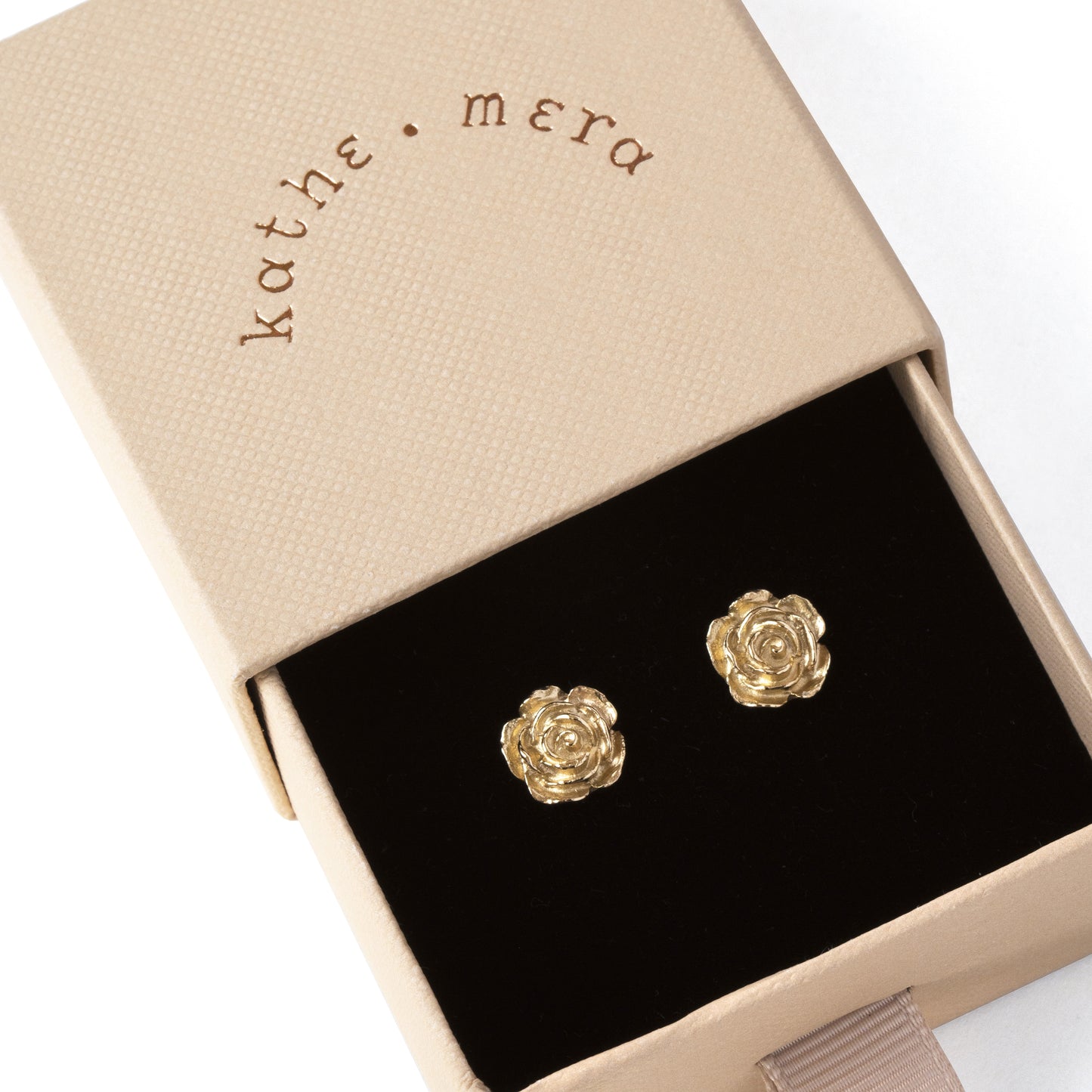 Solid Gold Small Rose Stud Earrings