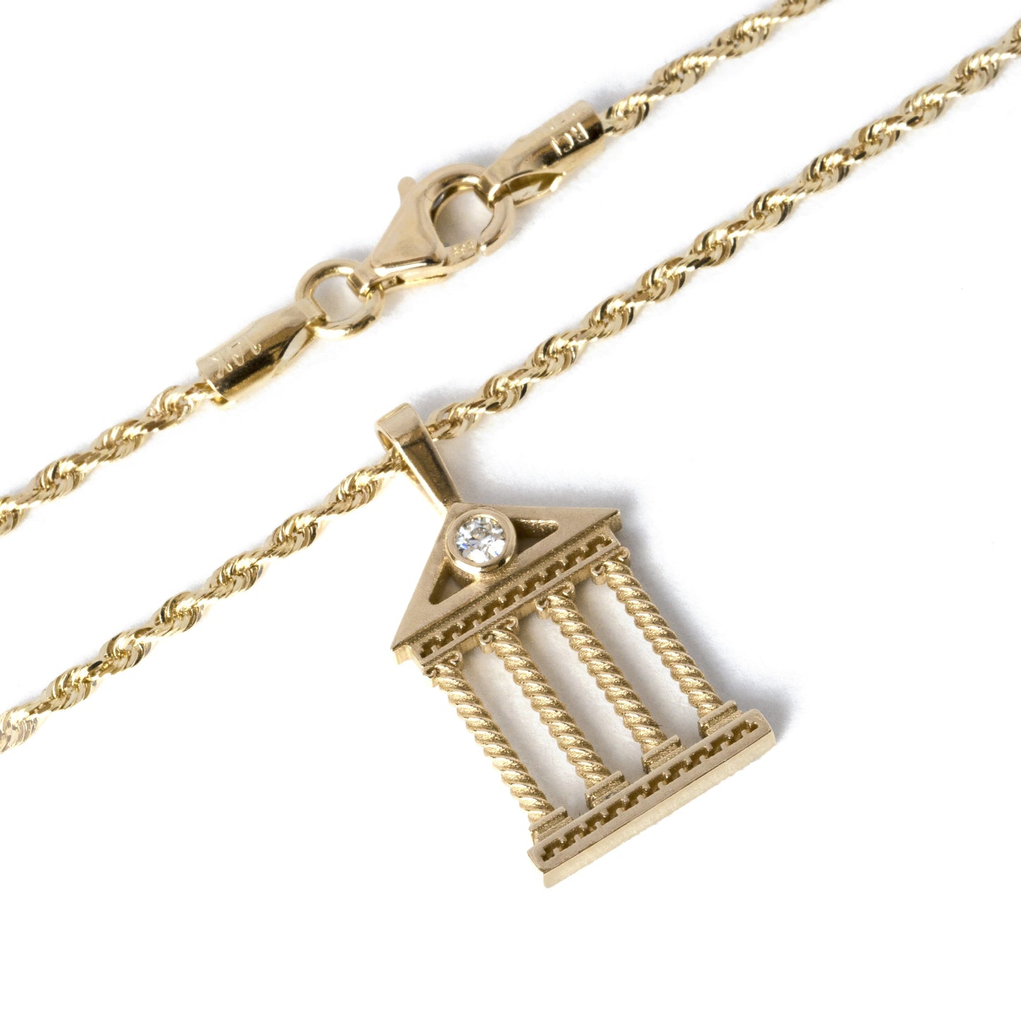 Solid Gold Greek Temple Necklace