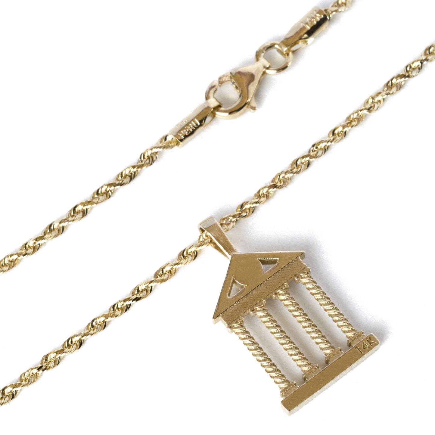 Solid Gold Greek Temple Necklace