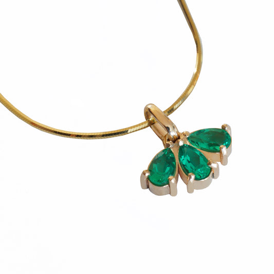 Three Emerald Teardrop Necklace