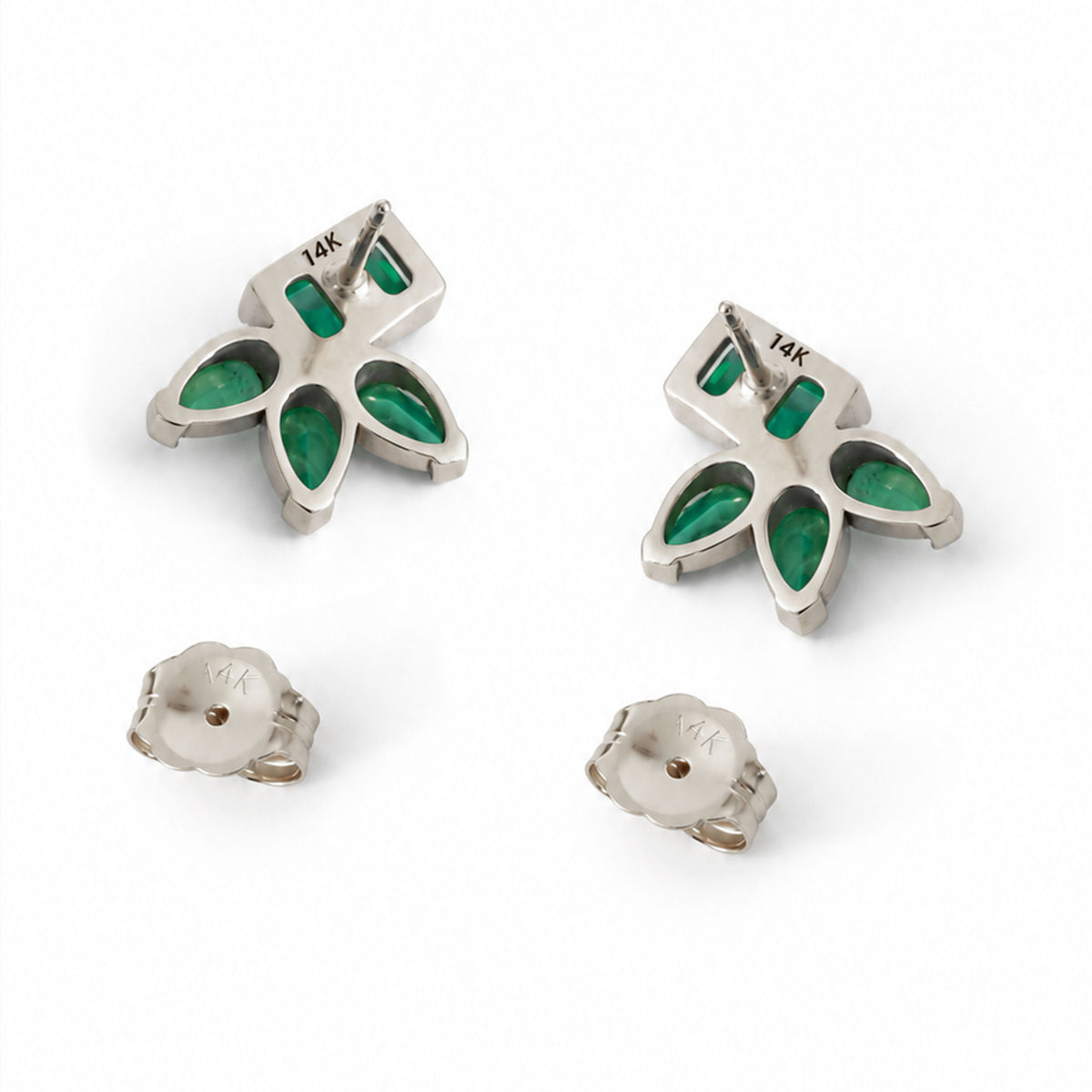Varia Emerald Earrings 14k White Gold