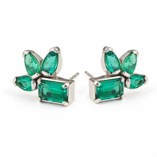 Varia Emerald Earrings 14k White Gold