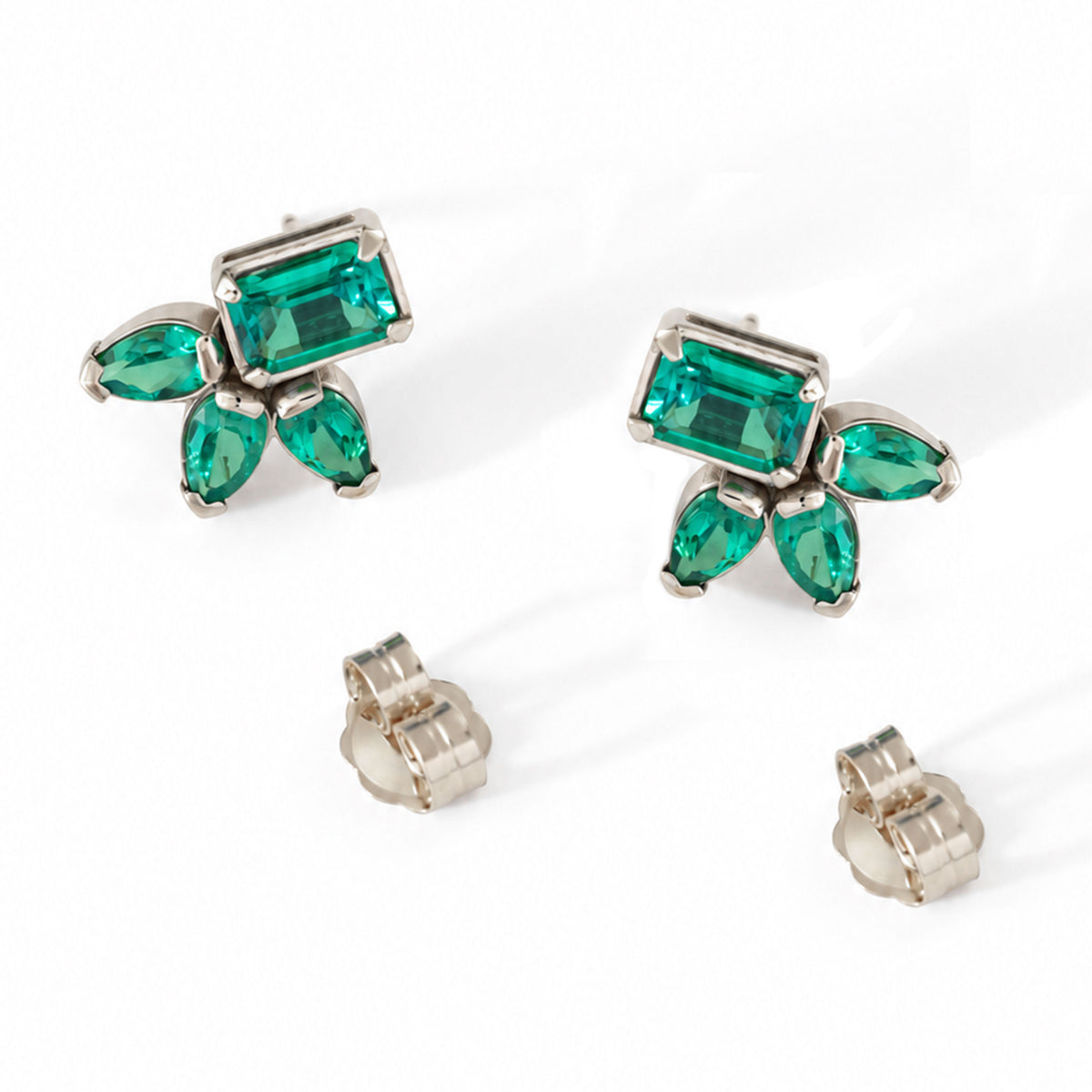 Varia Emerald Earrings 14k White Gold