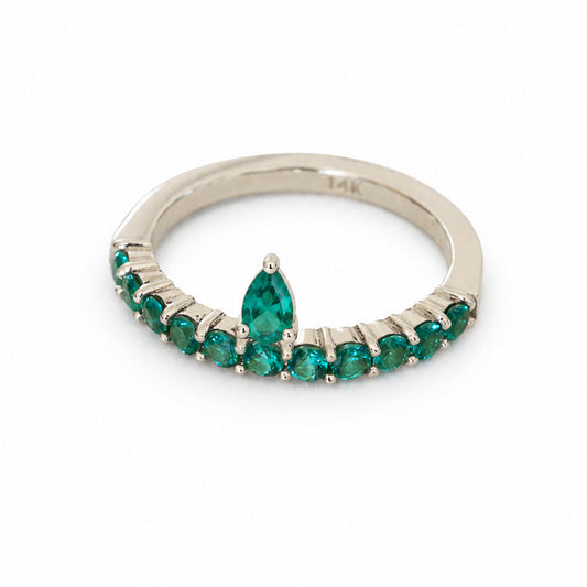 Varia Emerald Band Ring 14k Solid White Gold
